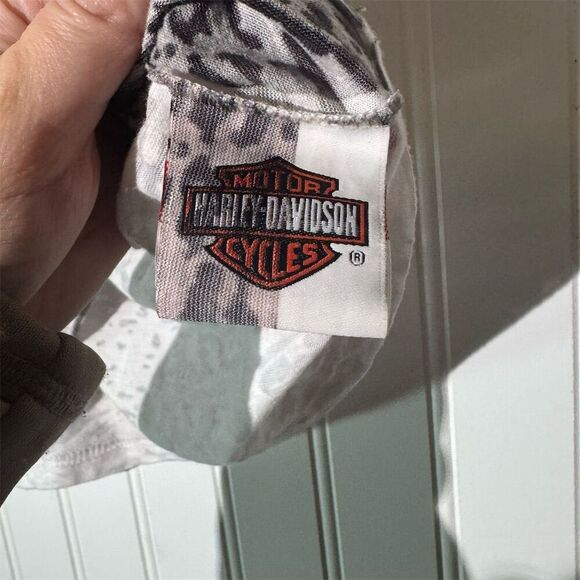 Harley-Davidson Y2K White Gray Sheer Logo Double Sided Tank Top L Biker Babe Alt - Picture 8 of 10